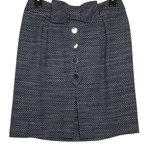 ANTHROPOLOGIE LIEFSDOTTIR Women’s Blue Tweed Bow Button Up Mini Skirt